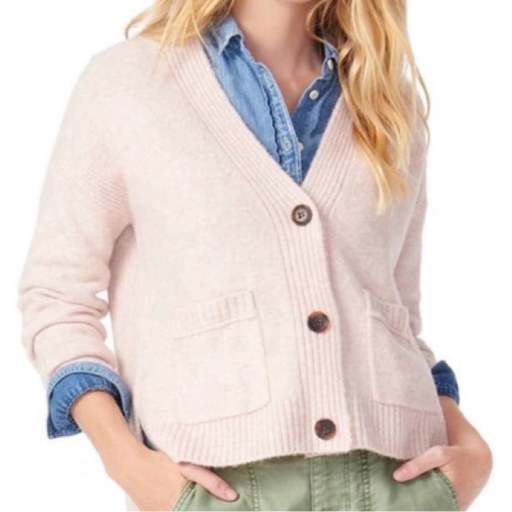 J Crew Cropped Cardigan Sweater in Supersoft Yarn Deep Red Size Medium